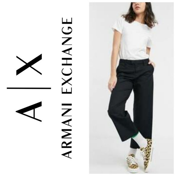 Armani Exchange Pants - ARMANI EXCHANGE Wide Leg Black Chino Pants